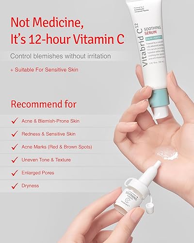 Miniatura 3 de VITABRID C12 Suero calmante de vitamina C de 12 horas para acné y piel sensible propensa a imperfecciones, mejora el sebo, los poros y el