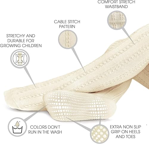 Miniatura 2 de LA ACTIVE Medias de invierno para bebé, acogedoras y cálidas, de punto trenzado, con agarre antideslizante, para bebés, recién nacidos