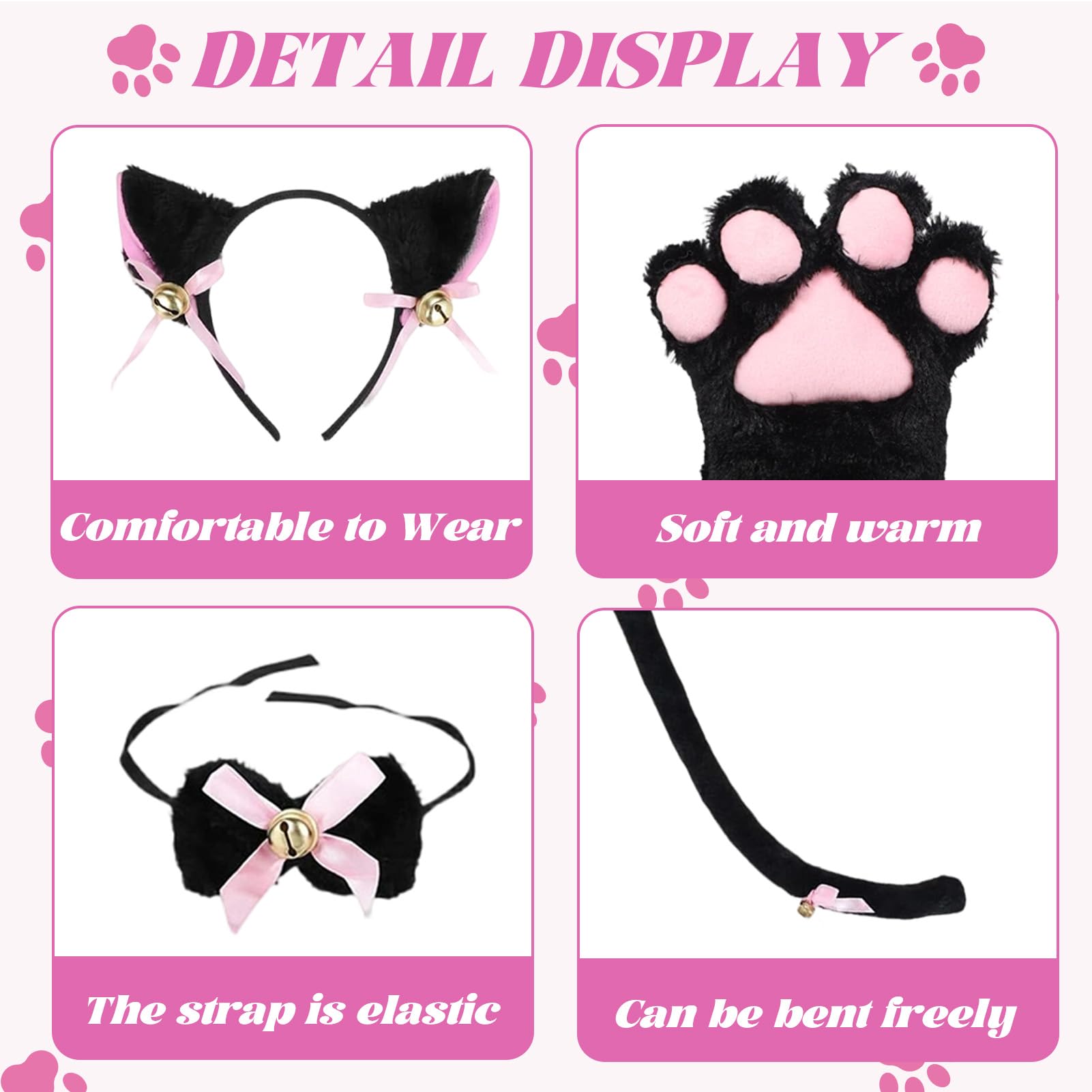 HarnyLoom 7 PCS Cat Costume Set Adult, Cat Cosplay Costume Set - Image 4