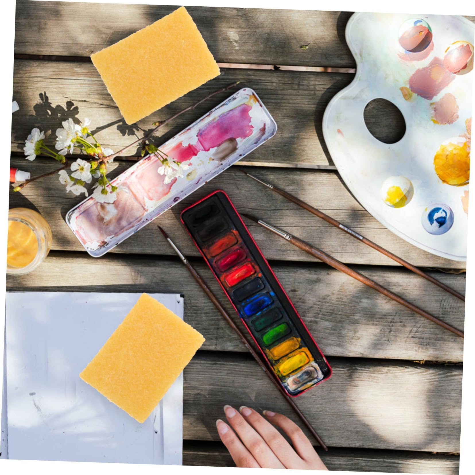 Housoutil 4pcs Gomme Artistique en Caoutchouc Jaune, Nettoyant Léger et Bien Poli pour Enlever la Colle, pour Nettoyage et Masquage Fluide en Aquarelle