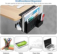 Vista 3 de MAXECHO Desk Side Storage, Under Desk Laptop Mount, Table Side Hanging File Organizer, No Drill Clamp On Cable Management Tray, Laptop Holder with