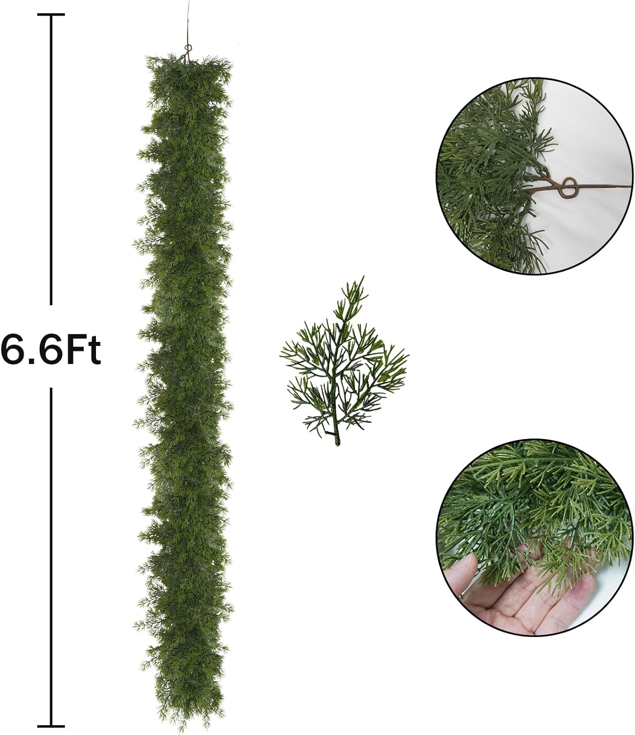 Uieke 78インチ クリスマス人工杉ガーランド リアルタッチ ウィンターパインガーランド 人工グリーンガーランド マントル 暖炉
