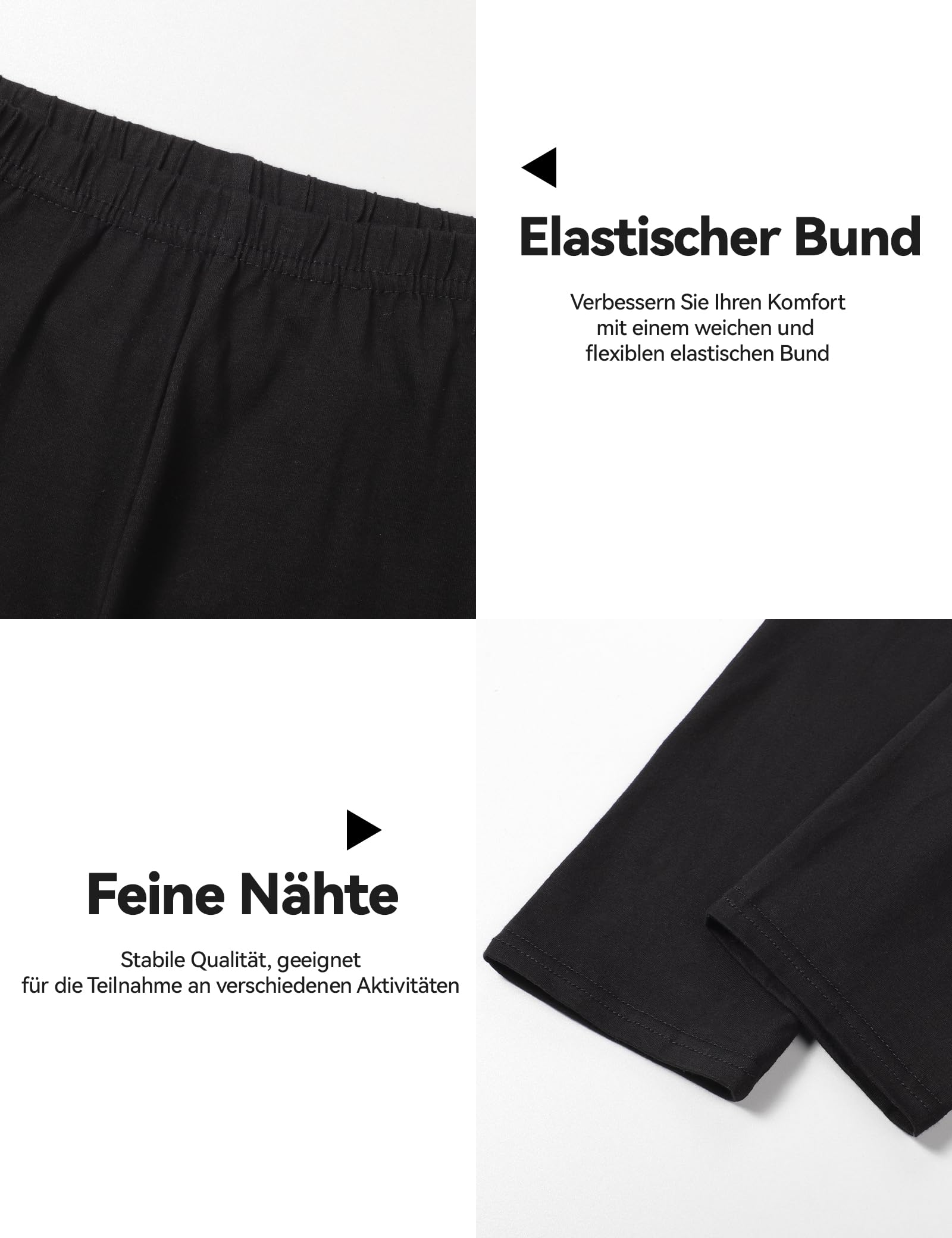 KEREDA Mädchen 3/4 Leggings Kinder Capri Kurze Hose Dreiviertel Baumwolle Caprihosen Shorts für Teenager 3er-Pack
