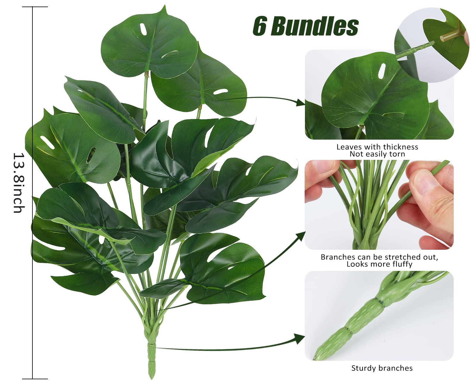 Amazon.com: RECUTMS 6 Bundles Fake Plants Artificial Tropical Palm Leaves  Tree Faux Monstera Shrubs Green Plant Turtle Leaf Stems UV Resistant  Greenery Indoor Outdoor Home Garden Office Bouquet Filler Decor : Home