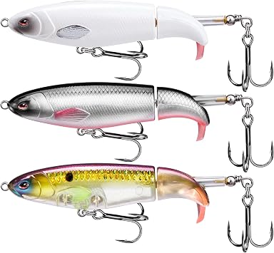 TRUSCEND Popobait Fishing Lures with BKK Hooks, Instant Startup, Balanced Spray/Sound/Swim, Topwater Pencil Fishing Lures for Bass, Trout, Pike, Plopper Fishing Teasers for Freshwater Saltwater