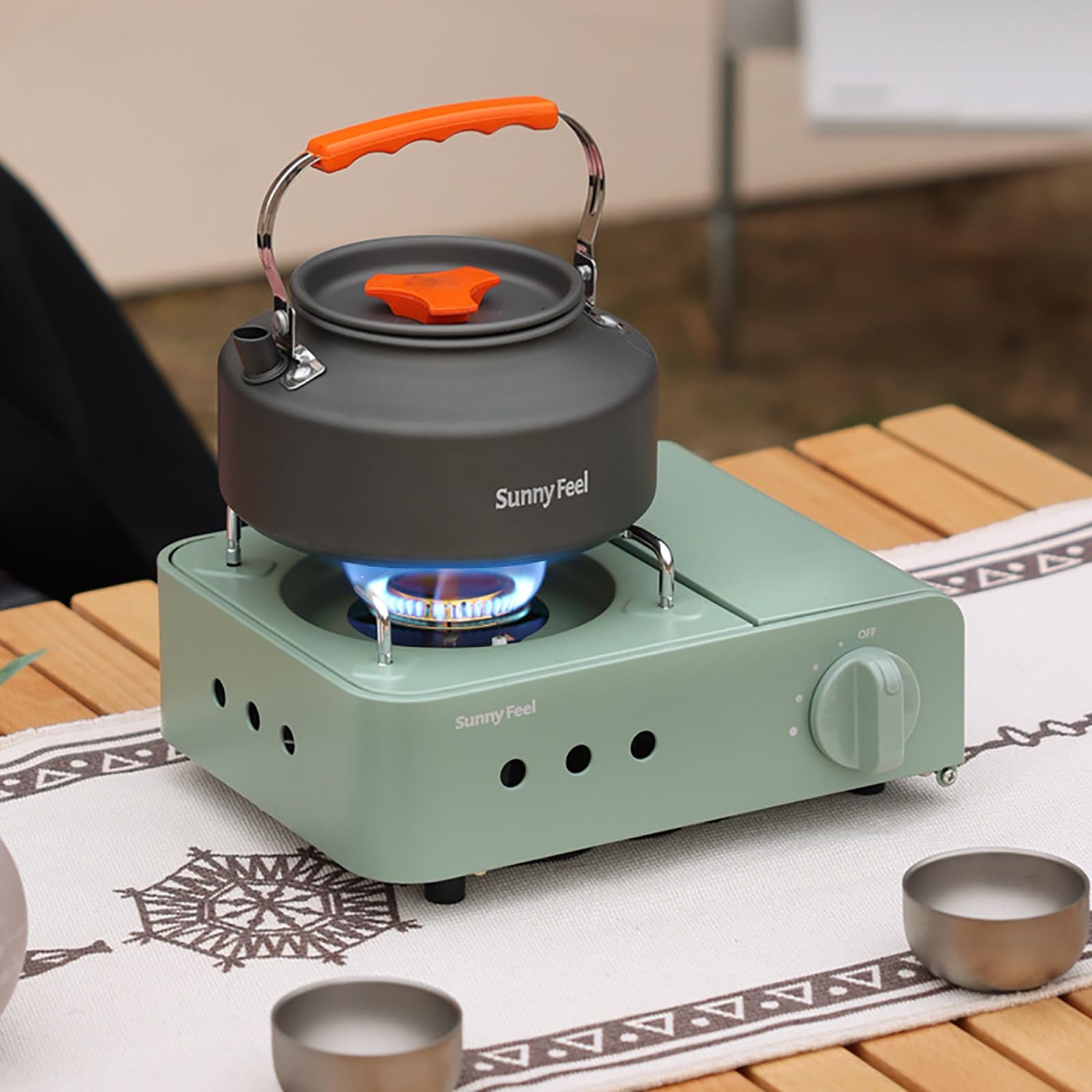 Przenośna kuchenka kempingowa, kuchenka gazowa 2100 W z futerałem, sprzęt do gotowania z plecakiem na zewnątrz, na kemping, wędrówki, grill, piknik