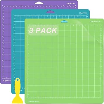 THANMAO Cutting Mat with Cricut Explore Air 2/Air 3 /Maker/Maker 3/4 Cutting Machines, 3 Packs Cut Mats Replacement Accessories for Cricut, Premium PVC Material with Grid Lines
