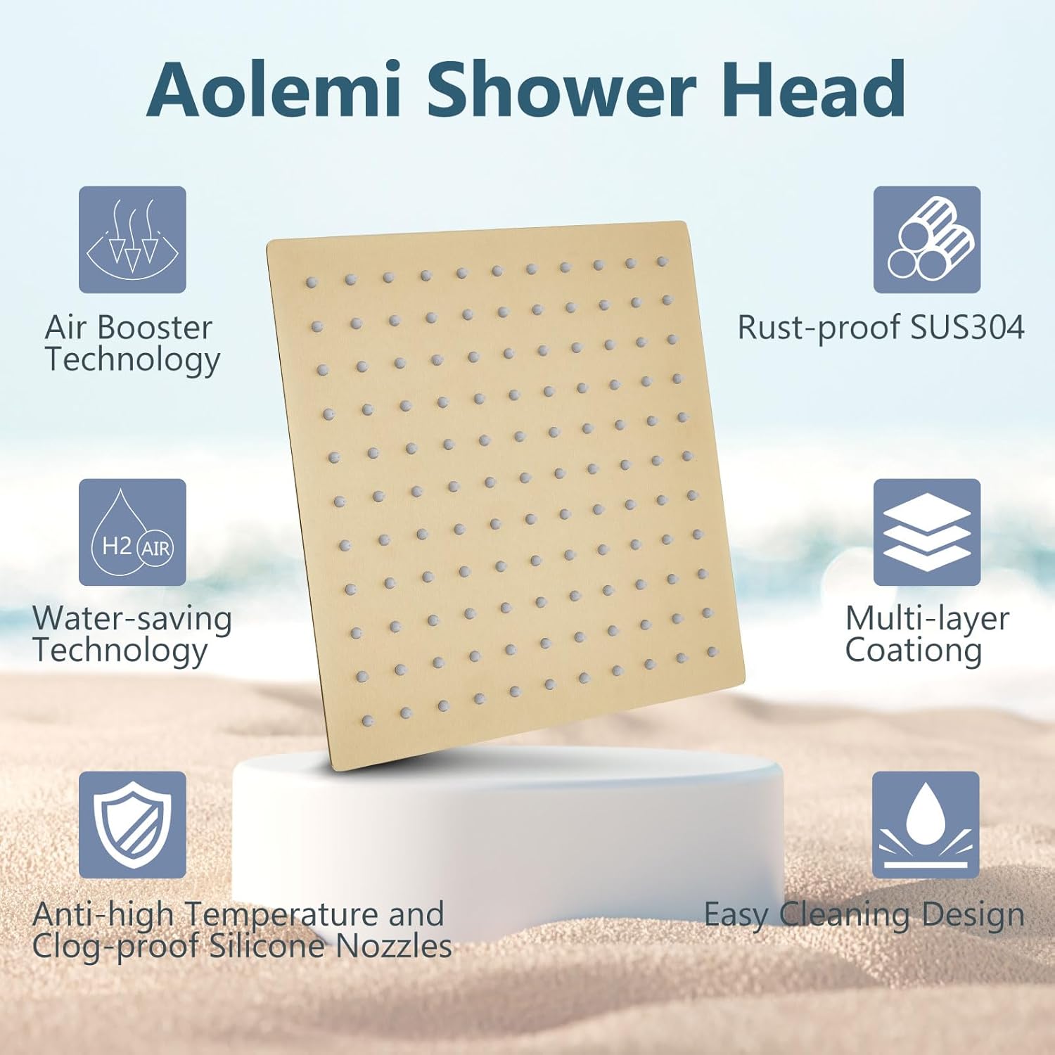 Aolemi Shower System with Rainfall Shower Head and Handheld Wall Mount,High Pressure Shower Faucet Set Fixture Combo with 2 in 1 Handheld Spray Rough-in Valve,12 Inch Shower Head Brushed Gold - Image 8