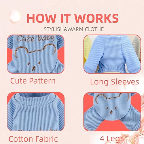 Miniatura 2 de Loyanyy Pijama de algodón para perro, suéter cálido para perro, lindo mameluco elástico para gatos, overol de invierno para niñas y niños, elegante