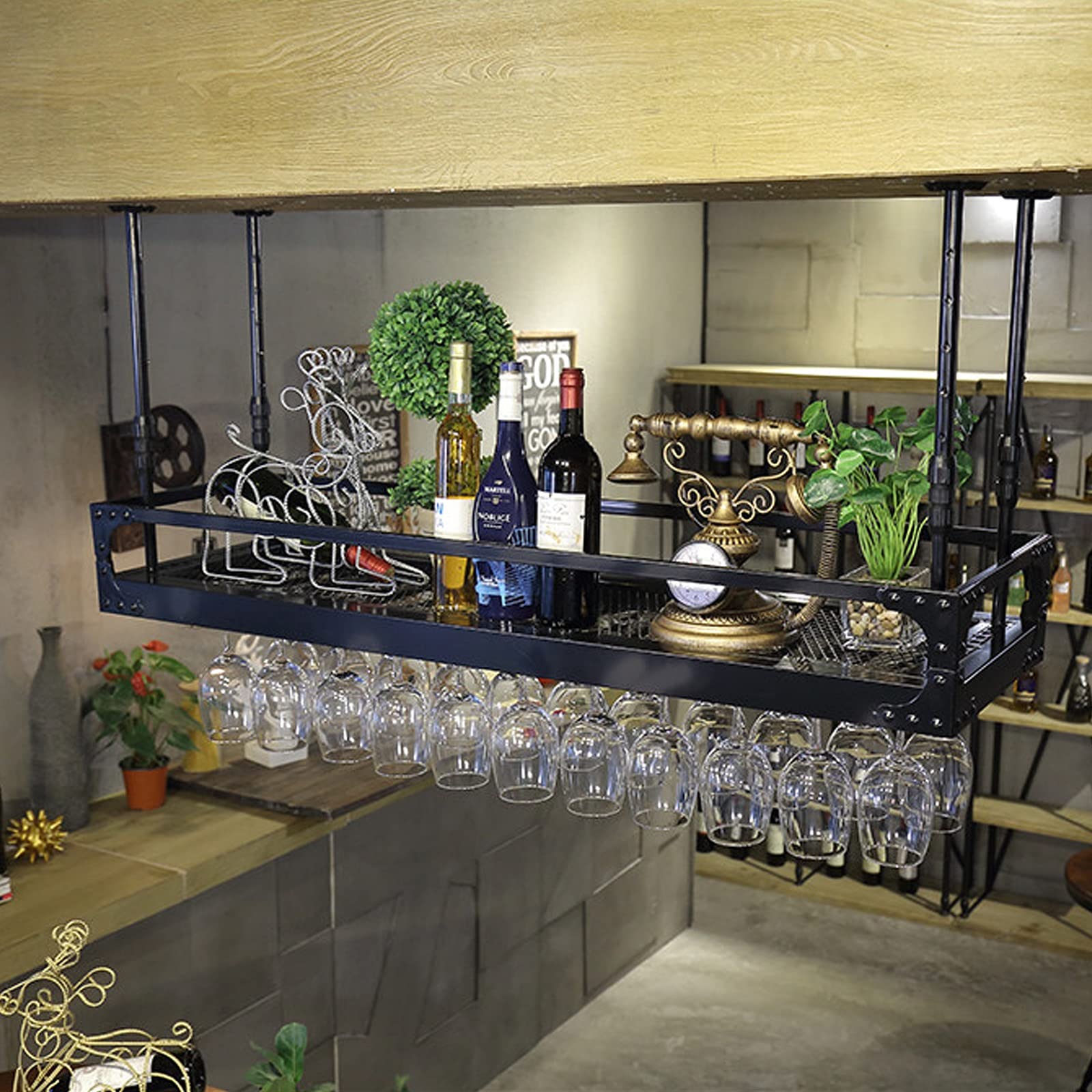 Ornements de vin et support suspendu haut de gamme pour aménagement bar