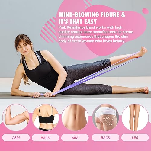 Miniatura 5 de Bandas de resistencia para dominadas para mujeres, bandas gruesas de ejercicio de asistencia de dominadas de color morado oscuro con póster de
