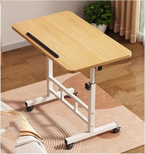 Mesa auxiliar para sala de estar, mesa auxiliar pequeña, mesa auxiliar con ruedas, elegante mesita de noche en forma de U, altura ajustable junto al