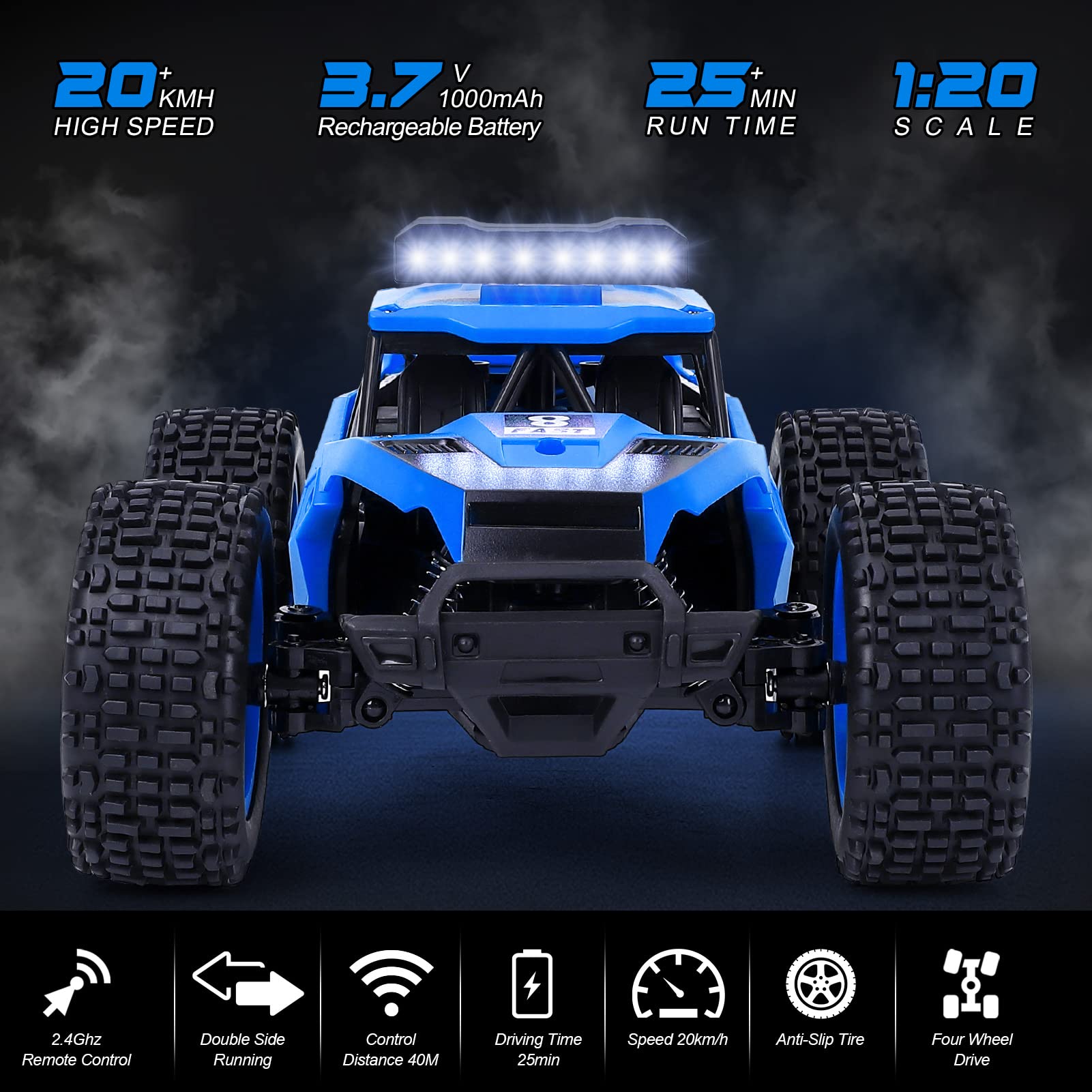 Remote Control Car,1:20 Scale RC Stunt Car,2WD High Speed 25 Mph All ...