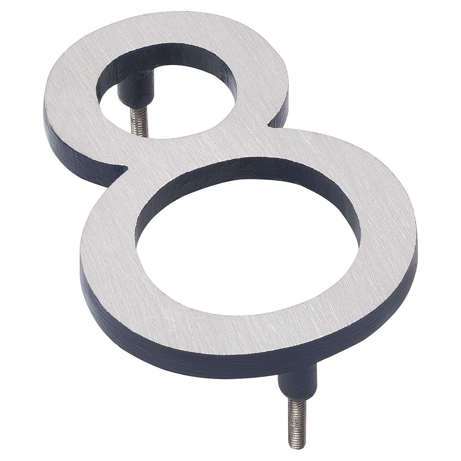 Montague Metal Products MHN-24-F-NY2-8 Solid Brushed Aluminum Modern Floating Address House Numbers, 24", Satin Nickel Powder Coated Navy Two-Tone