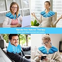 Vista 4 de Bolsa de hielo para cuello y hombros para aliviar el dolor, envoltura de gel reutilizable extra grande para caliente y frío, terapia para manguito