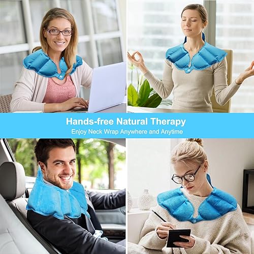 Miniatura 4 de Bolsa de hielo para cuello y hombros para aliviar el dolor, envoltura de gel reutilizable extra grande para caliente y frío, terapia para manguito