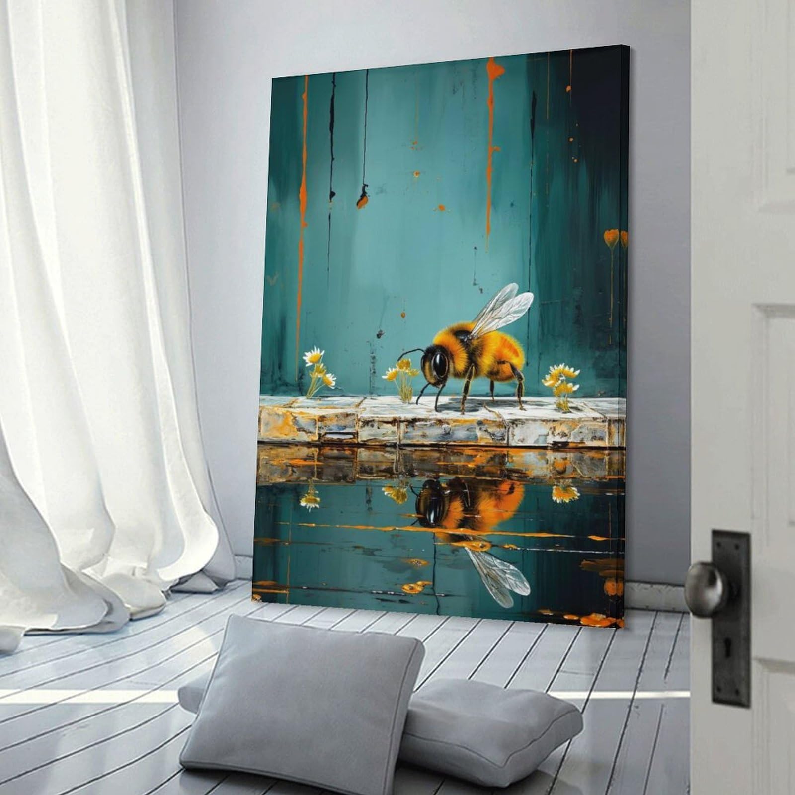 Junmoney Agent Bee Hanging Wall Art 20x30inch(50x75cm), for Feature Walls in Flats Or Modern Rooms, Home Wall Art for Statement Displays