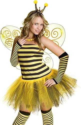 Miniatura 6 de Hicarer 8 piezas de accesorios de disfraz de abeja para mujer, alas de abeja, diadema de antena con tutú amarillo, lentes de sol de flores,