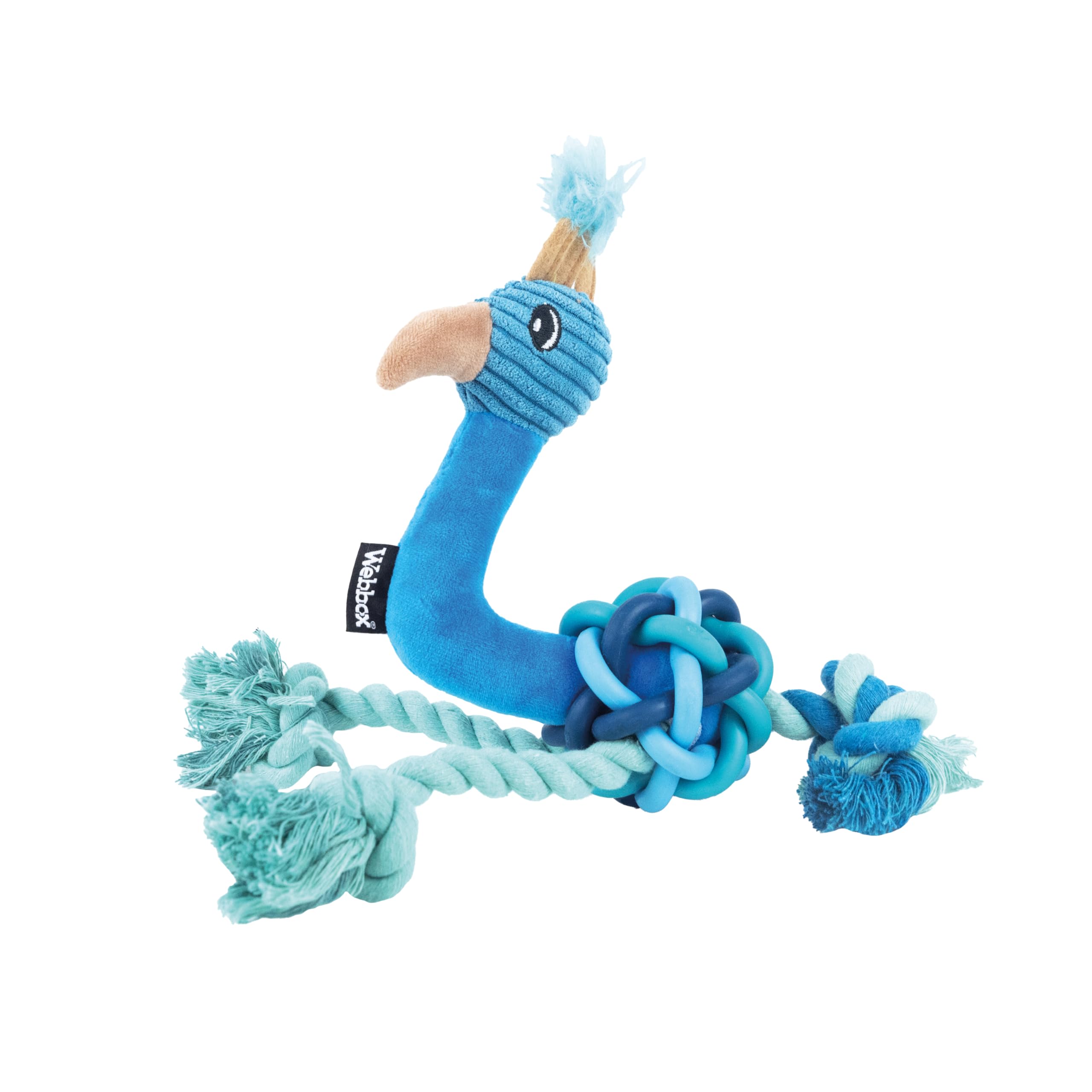 Webbox Pedro the Peacock - Knotted Rope & TPR Rubber Dog Toy Designed for Enrichment