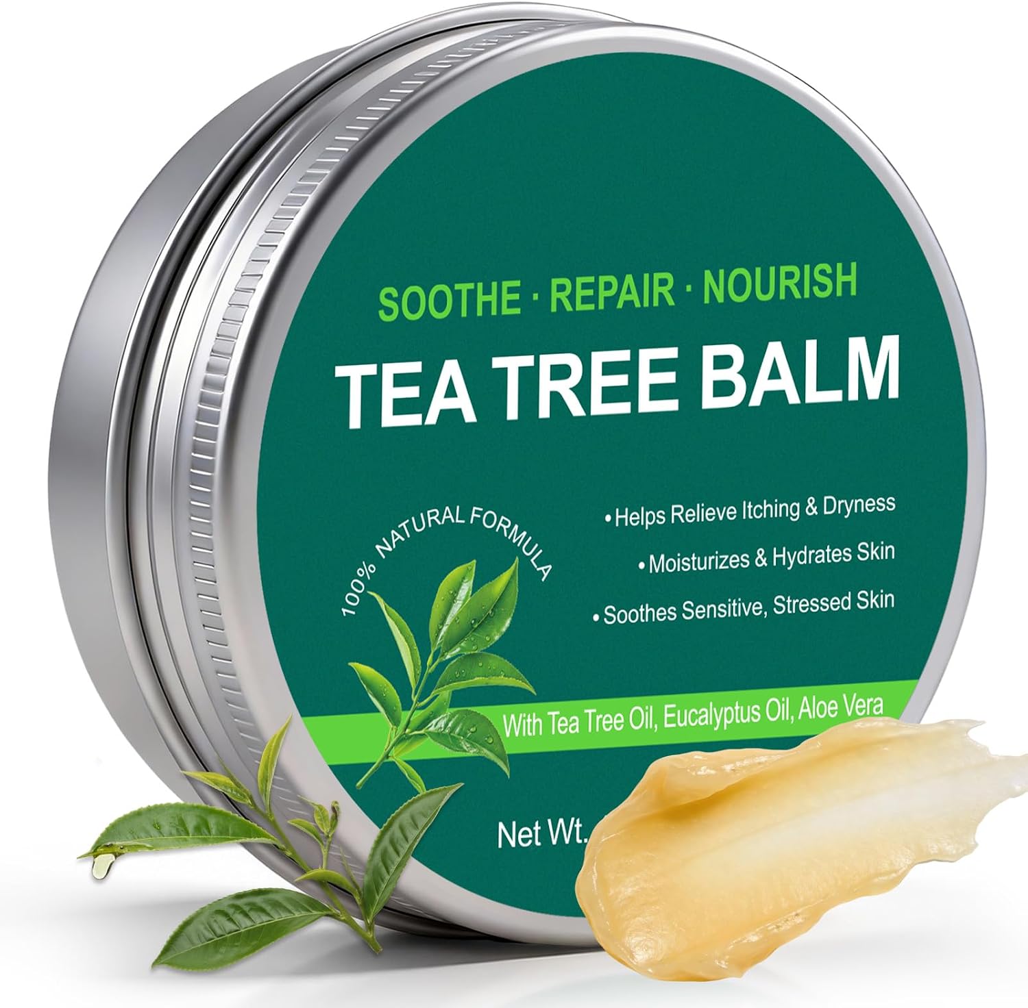 Tea Tree Balm for Fast Itchy Skin Relief – Soothes Discomfort from Bug Bites, Rashes, Dry Skin & Foot Irritation – Natural, Fragrance-Free & Gentle Formula, Safe for Sensitive Skin and All Ages
