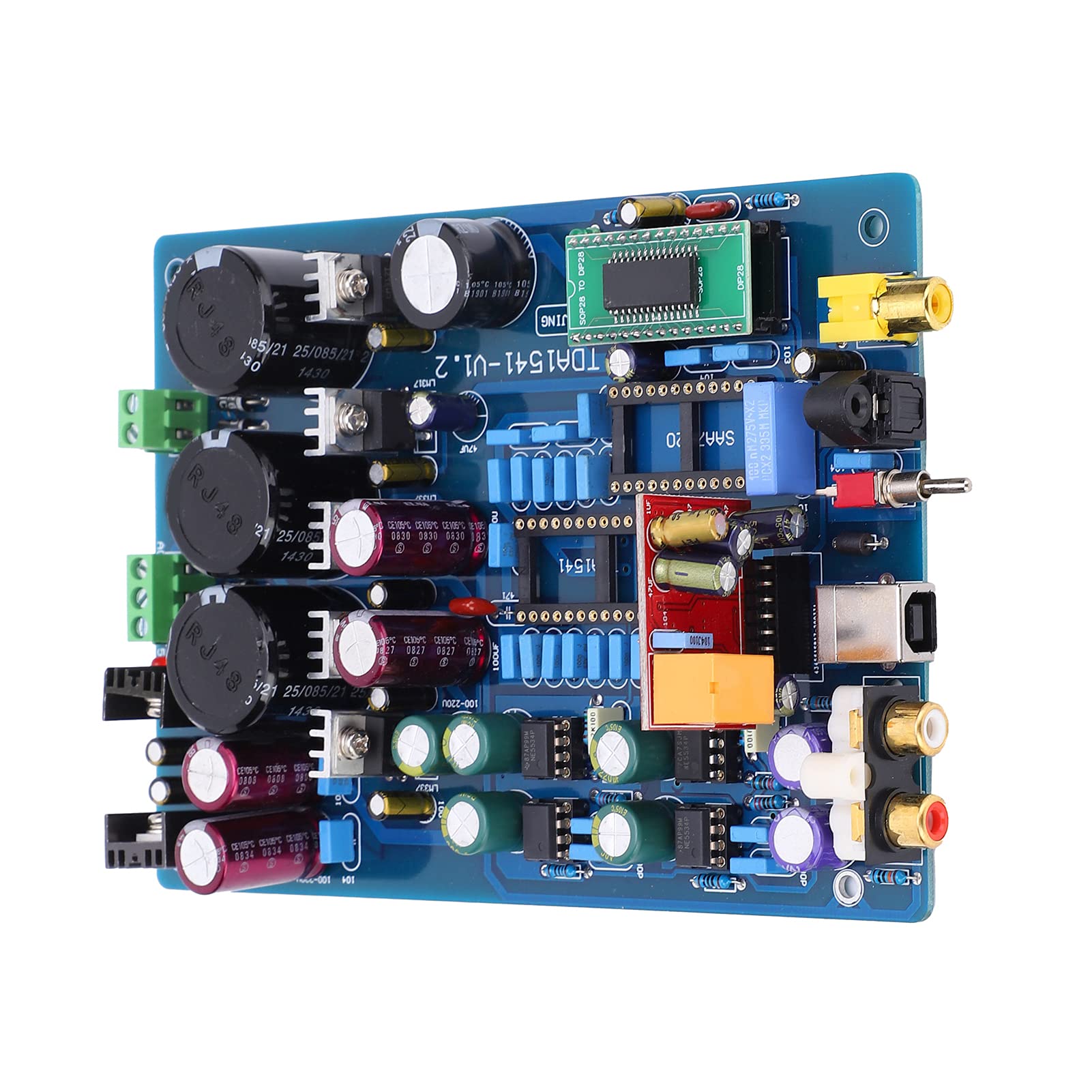 Aramox Placa Decodificadora Coaxial Módulo Decodificador PCB CYJ TDA1541 con USB PCM2704 2x4700UF Condensadores Rectificador Completo para Amplificadores Usuarios de Componentes Electrónicos