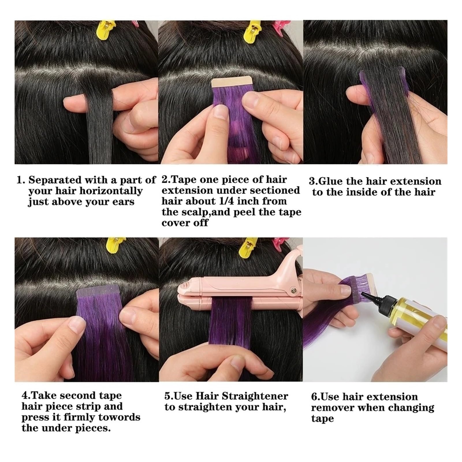 Lot De 40 Extensions De Cheveux Humains À Bande Adhésive, Lisses Et Invisibles, For Salon De Coiffure, De 35 À 61 Cm Facile à Utiliser(24 inches 60cm 50g,1B-6-1B)