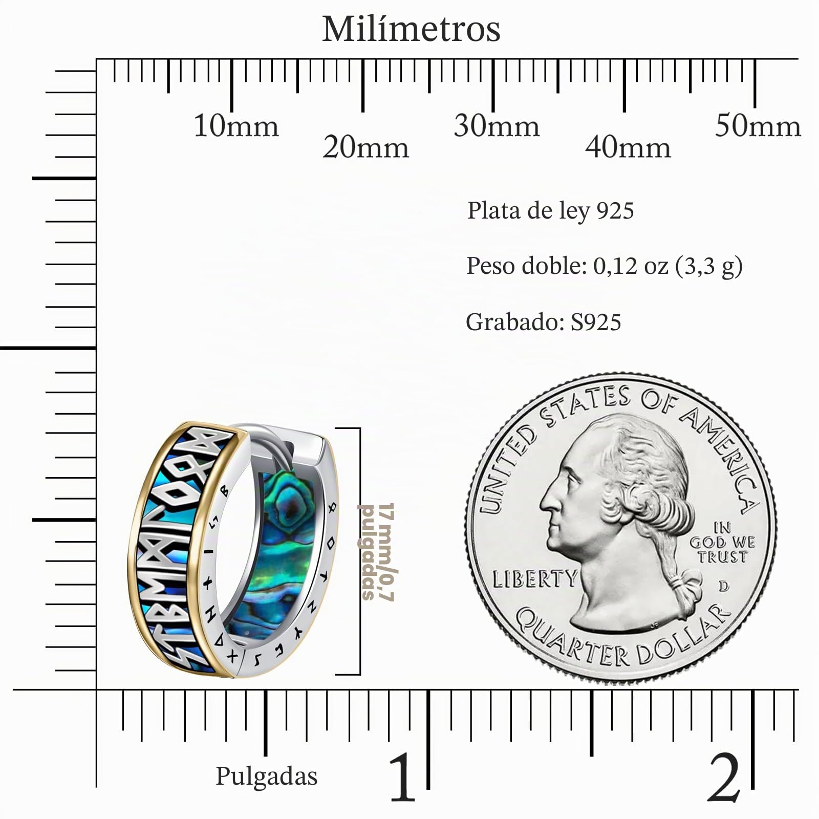 Unisex Pendientes del Aro Vikingos Plata de Ley 925, Vikingos Pendientes con Runa, Vikingos Aretes Joyería para Hombres y Mujeres