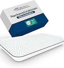 AM Qualitätsmatratzen Premium Neck Support Pillow, Height-Adjustable with Cooling Effect and Tencel Cover, Oeko-Tex Certified, Sleeping Pillow with Gel Foam and Visco Foam Pad