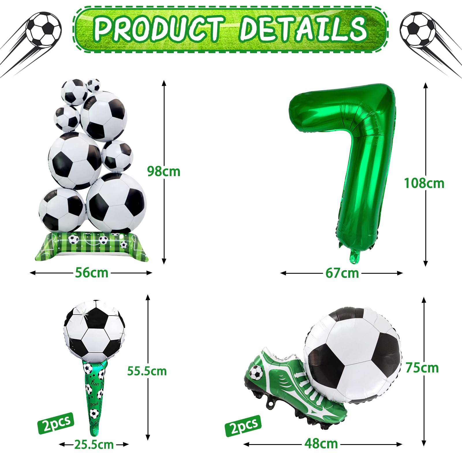 2026 nouveau Anniversaire Foot, Decoration Anniversaire Garcon 7 Ans, Ballons Football Debout, Ballon Anniversaire Foot, Decoration Anniversaire Football, Déco Gâteau Age (Party Deco 7 Ans Garcon) - 3