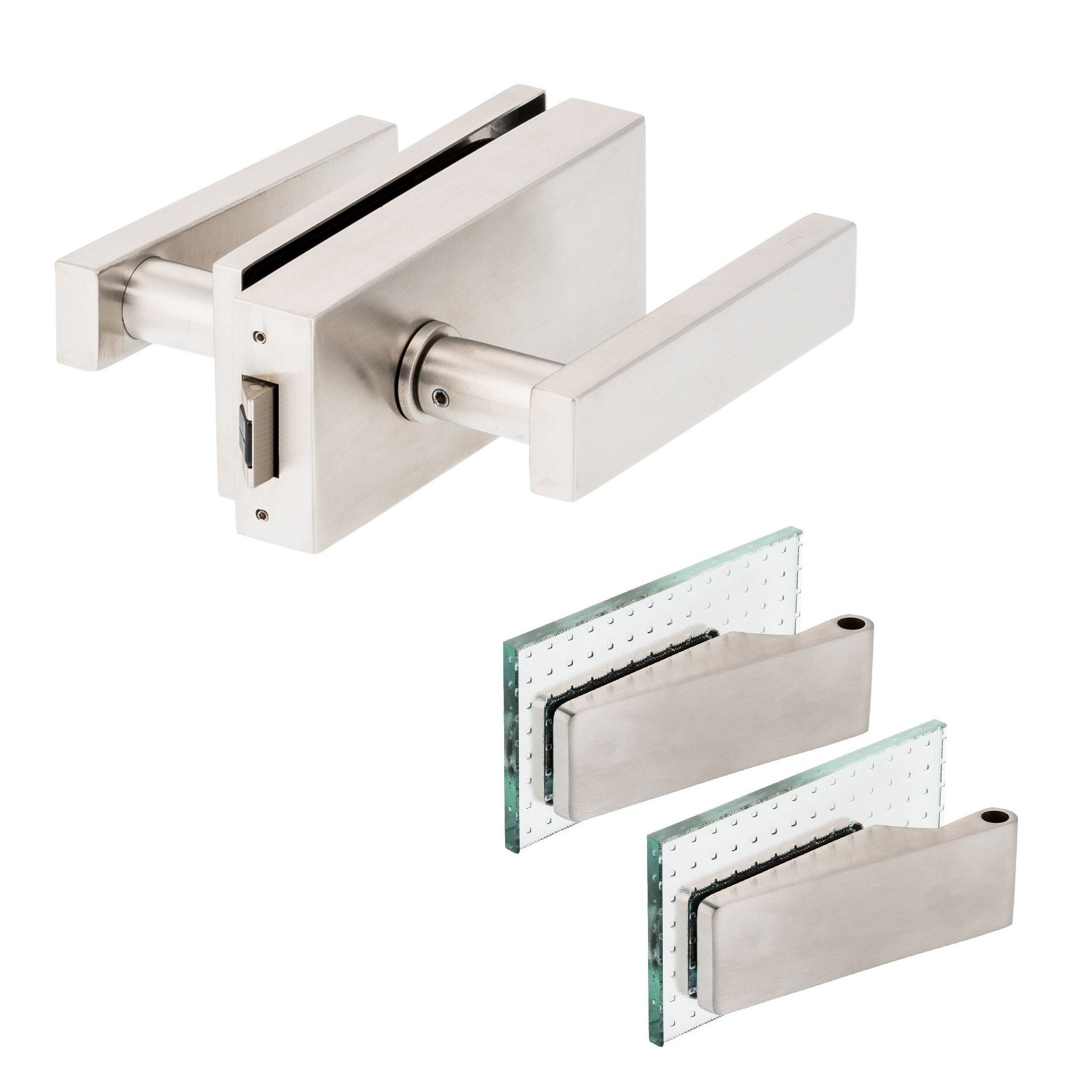 Glastürbeschlag Q Set UV | V2A Edelstahl matt | inkl. Studiobändern | metallische Innenmechanik | Square Tall