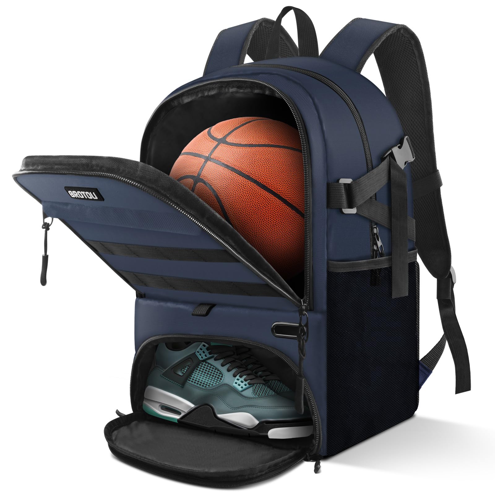 BROTOU Basketball Bag, Soccer Backpack Volleyball Football Backpack Sports Gym Bag with Shoe&Ball Compartment