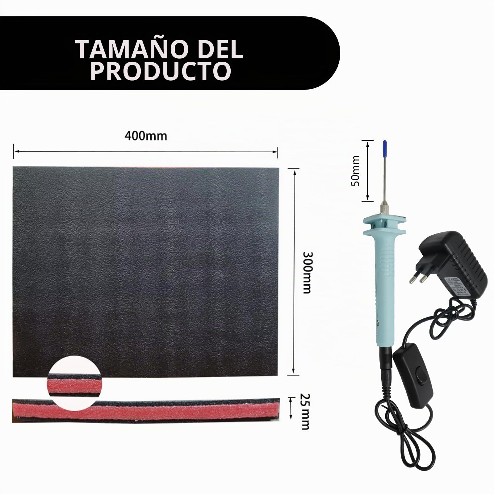 Espuma para Caja de Herramientas, Caja de Herramientas con Espuma Shadow para Insertos (40 x 30 x 2,5 cm, Paquete de 6)