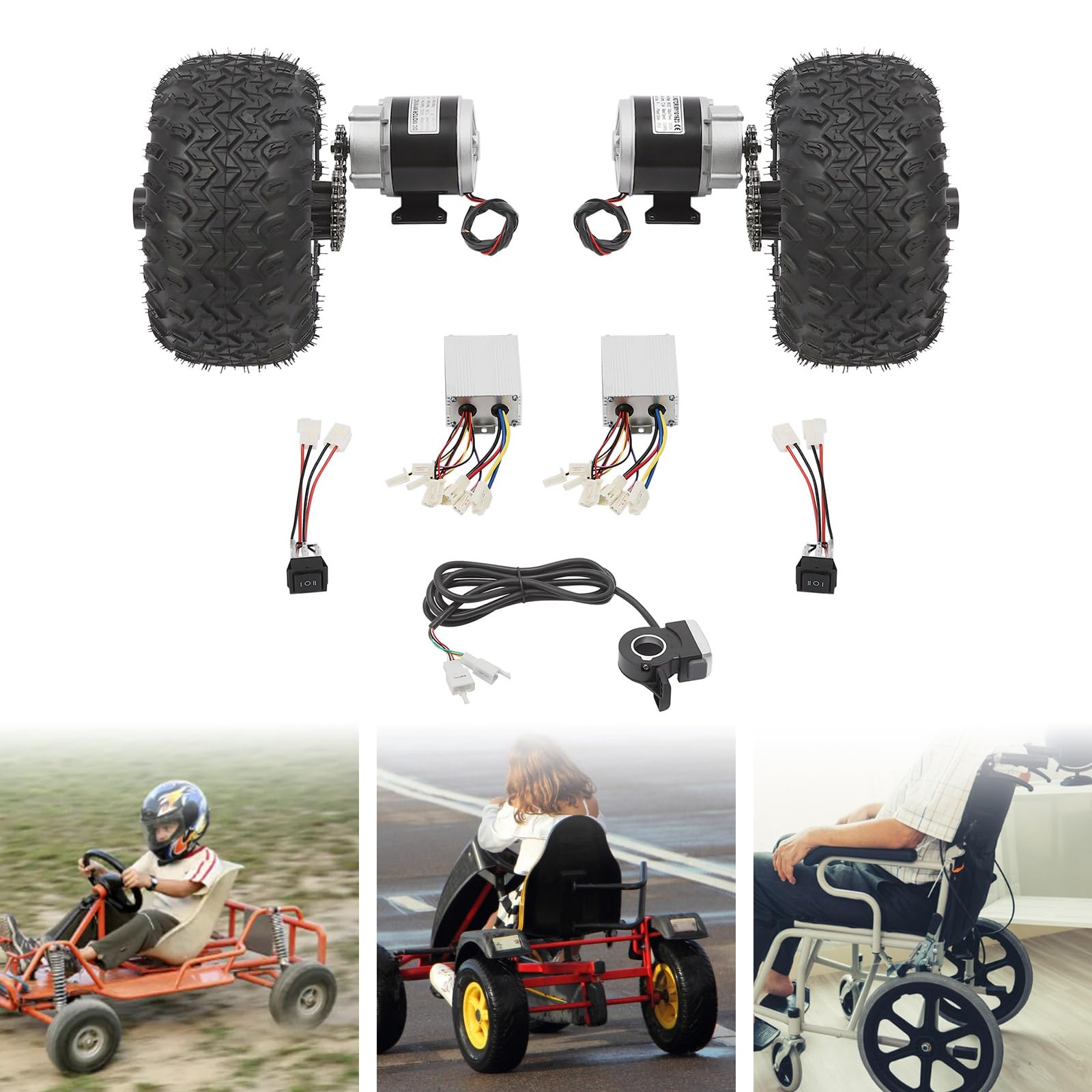 Motor Antrieb Luft Rad Umbausatz, 10 Zoll Doppelradsatz für Elektro-Strandfahrrad, Radsatz für Elektro-Cart Bike - Professionelles und sicheres Kit für E-Bikes (36V 350W)