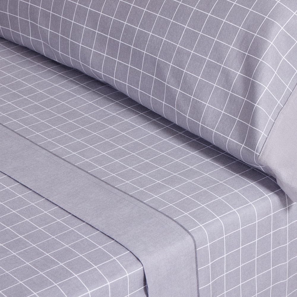10XDIEZ Sábanas Franela Square Gris - Cama de 180cm