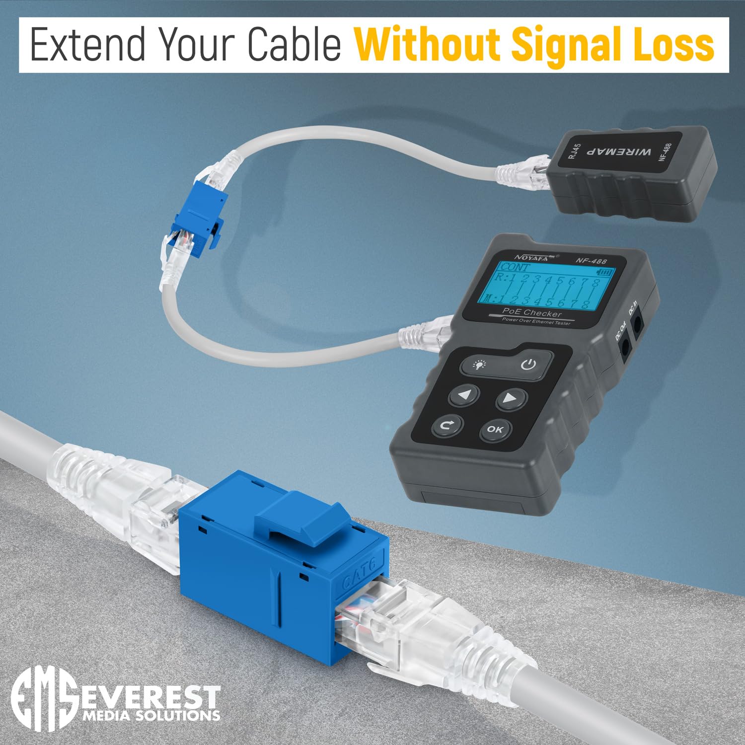 Everest Lot de 24 coupleurs Keystone Cat6 RJ45 Bleu – Coupleur RJ45 – Coupleurs Cat 6 – Prises Keystone Cat6 femelle vers femelle – Coupleurs Ethernet – Rallonge de câble Ethernet