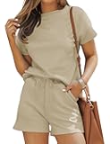 Lounge Sets for Women Textured 2 Piece Shorts Set Cozy Summer Outfits Casual Loungewear Short Sleeve Sweatsuits