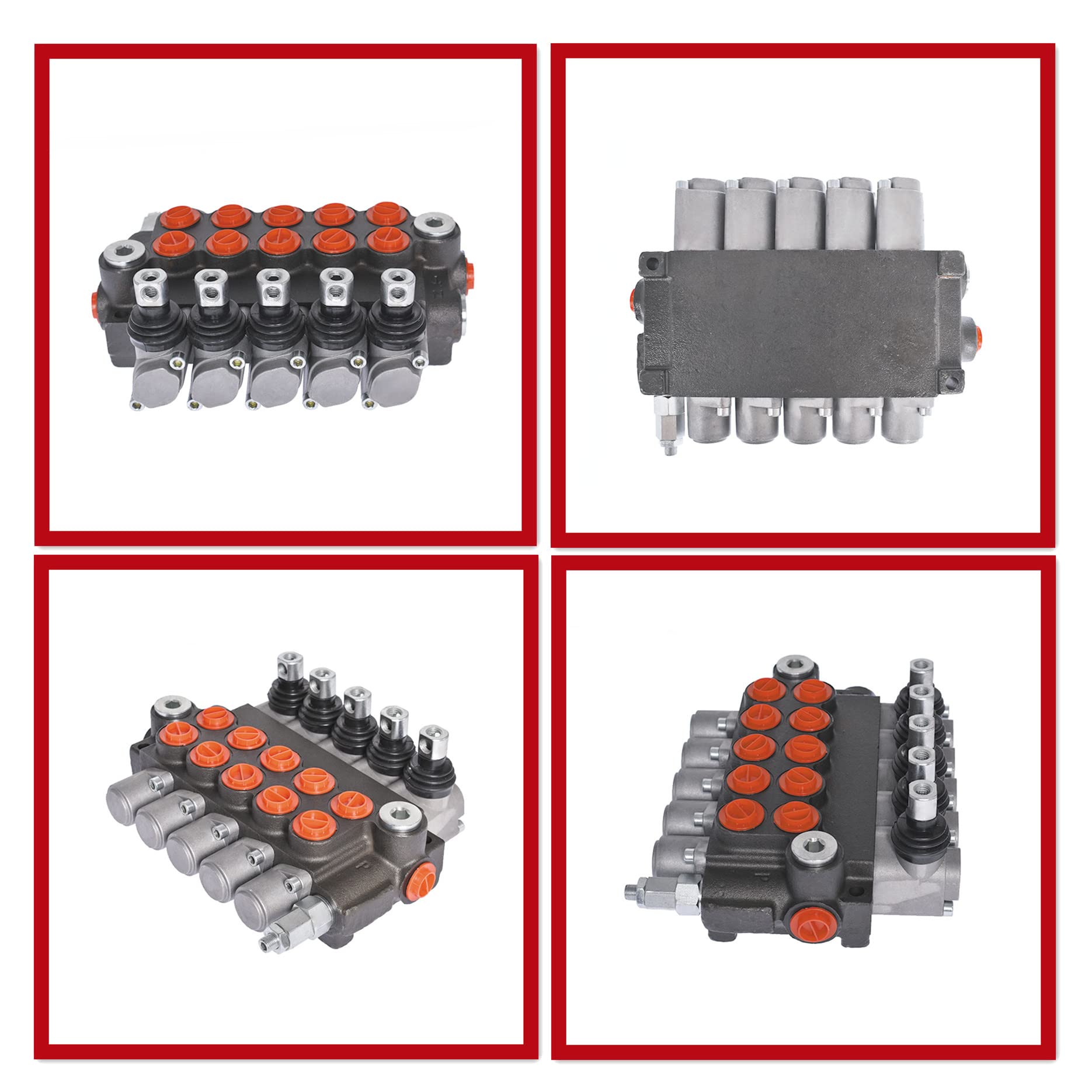 Válvula monobloque de control hidráulico direccional de doble efecto, 5 carretes, 11 gpm, puertos sae con palanca de mando, válvula de control direccional hidráulico de 3625 psi, apta para tractores