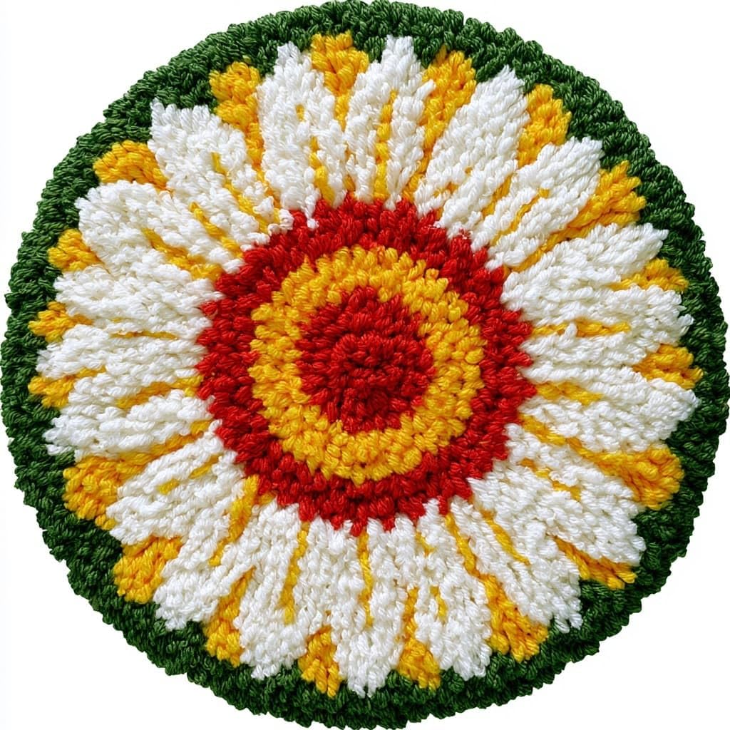AMBATTERY DIY Latch Hook Rug Kit for Aldult,Daisy Flowers