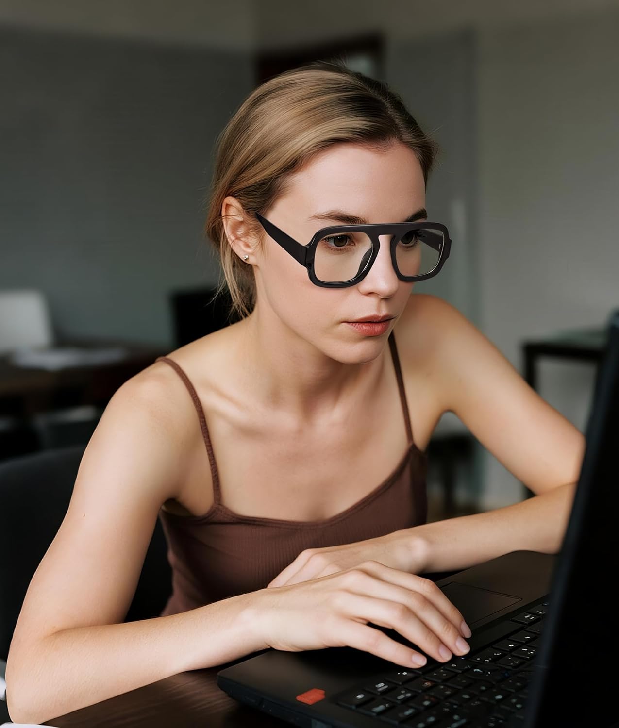 MEETSUN Oversized Retro Square Aviator Computer Blue Light Blocking Glasses for Women Men Fashion Fake Eyeglasses - Image 3