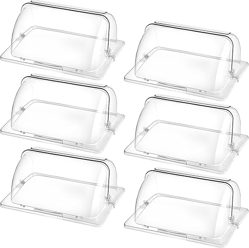 Paquete de 6 cubiertas transparentes para platos de tamaño completo, cubierta enrollable para bandeja de panadería, cubierta de plástico