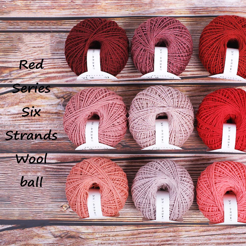 Rote Serie 600G Sechs Stränge Wolle Garn für Stricken und Häkeln, Babypullover Hut-Schal-Schal,G