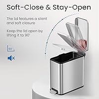 Vista 5 de iTouchless SoftStep - Cubo de basura de acero inoxidable con pedal pequeño de 3 galones, baño de 11 litros, cubo interior extraíble, suave