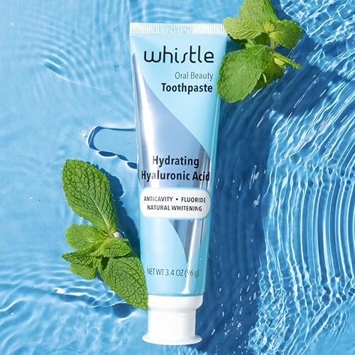 Miniatura 4 de TWB Whistle - Pasta de dientes con ácido hialurónico para protección de caries con fluoruro (paquete de 3)  Fórmula blanqueadora natural pasta de