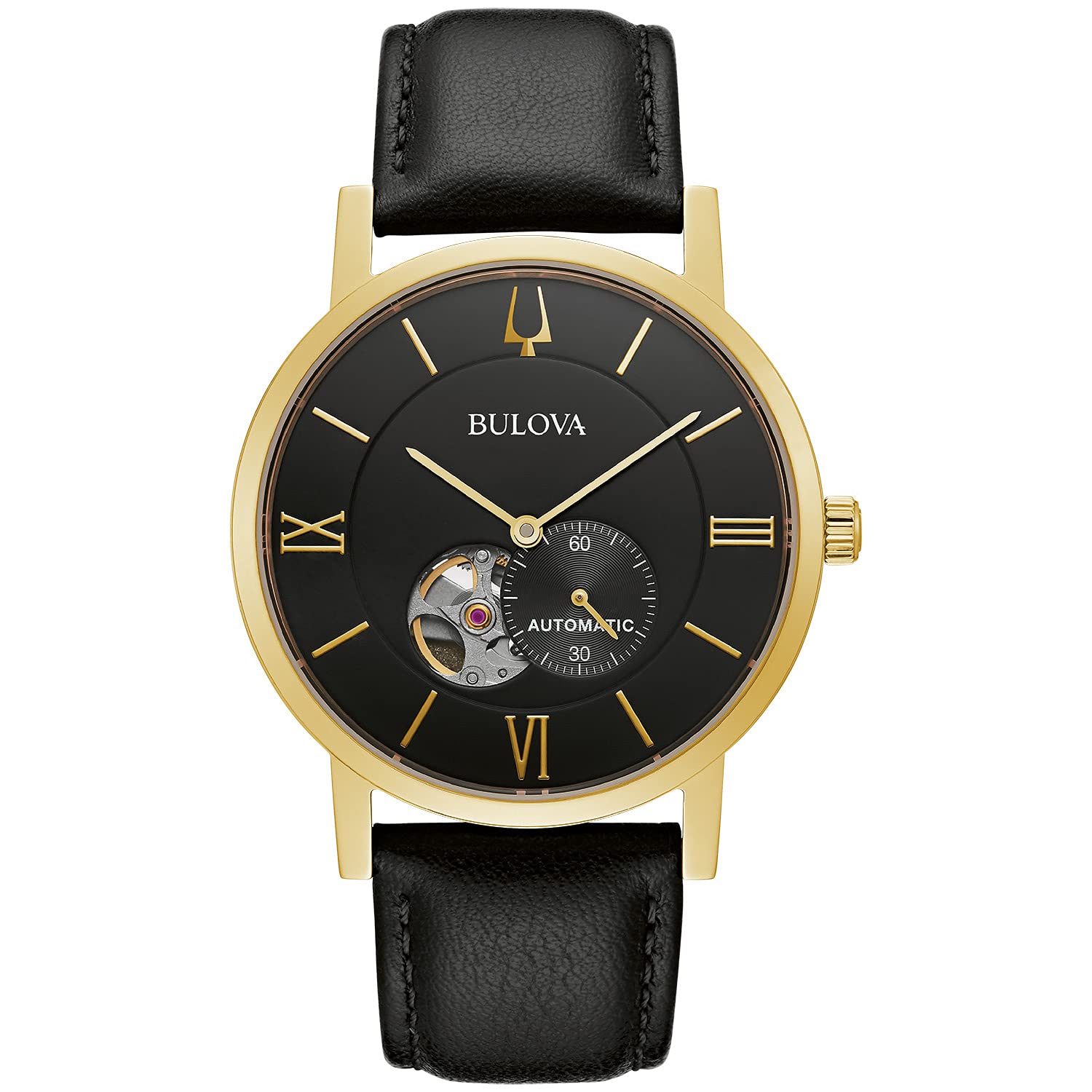 Bulova Men's Classic Dress 3-Hand 21- Jewel Automatic Watch, 42 Hour Reserve, Hack Feature, Sub-Second Hand, Open Aperture Dial, Exhibition Case Back, 42mm