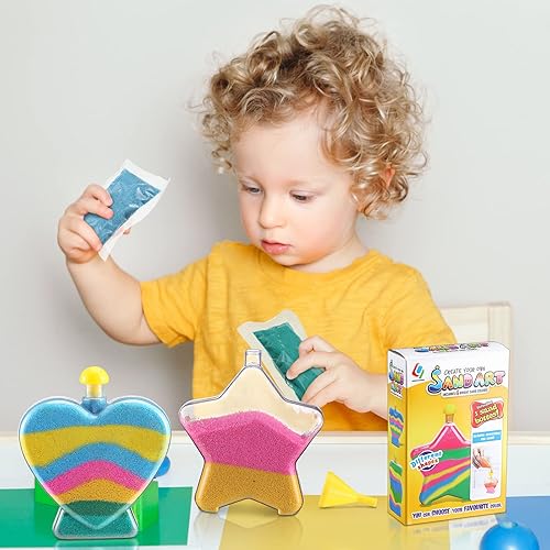 Miniatura 5 de Deekin Kits de arte de arena para niños, crea tus propias botellas de arte de arena transparente con embudos y palos, manualidades y manualidades de