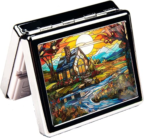 Miniatura 3 de Pastillero vintage plateado de 7 días de metal con espejo y 8 compartimentos, lindo organizador de pastillas de viaje para bolso (cabina de