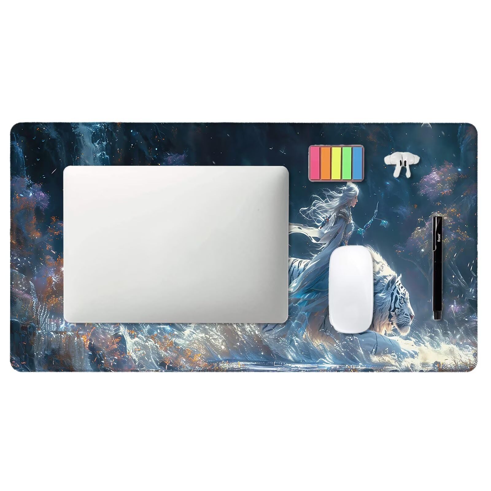 Alfombrilla Ratón Gaming, 1500x600x4 mm Alfombrilla Ratón XXL Dibujos Animados, Impermeable Alfombrilla Escritorio con Tela de Micro Tejido Superior, Base Antideslizante, Mousepad Gaming (Tigre) W-2