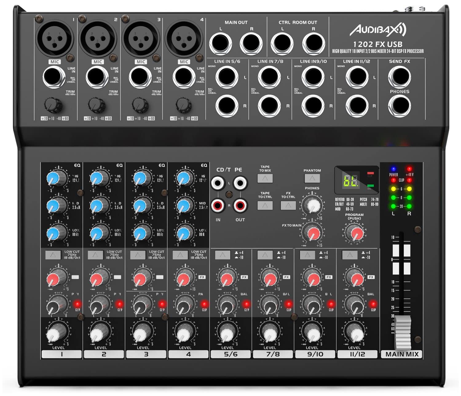 Audibax 1202 FX USB Mesa Mezclas 12 Canales y USB