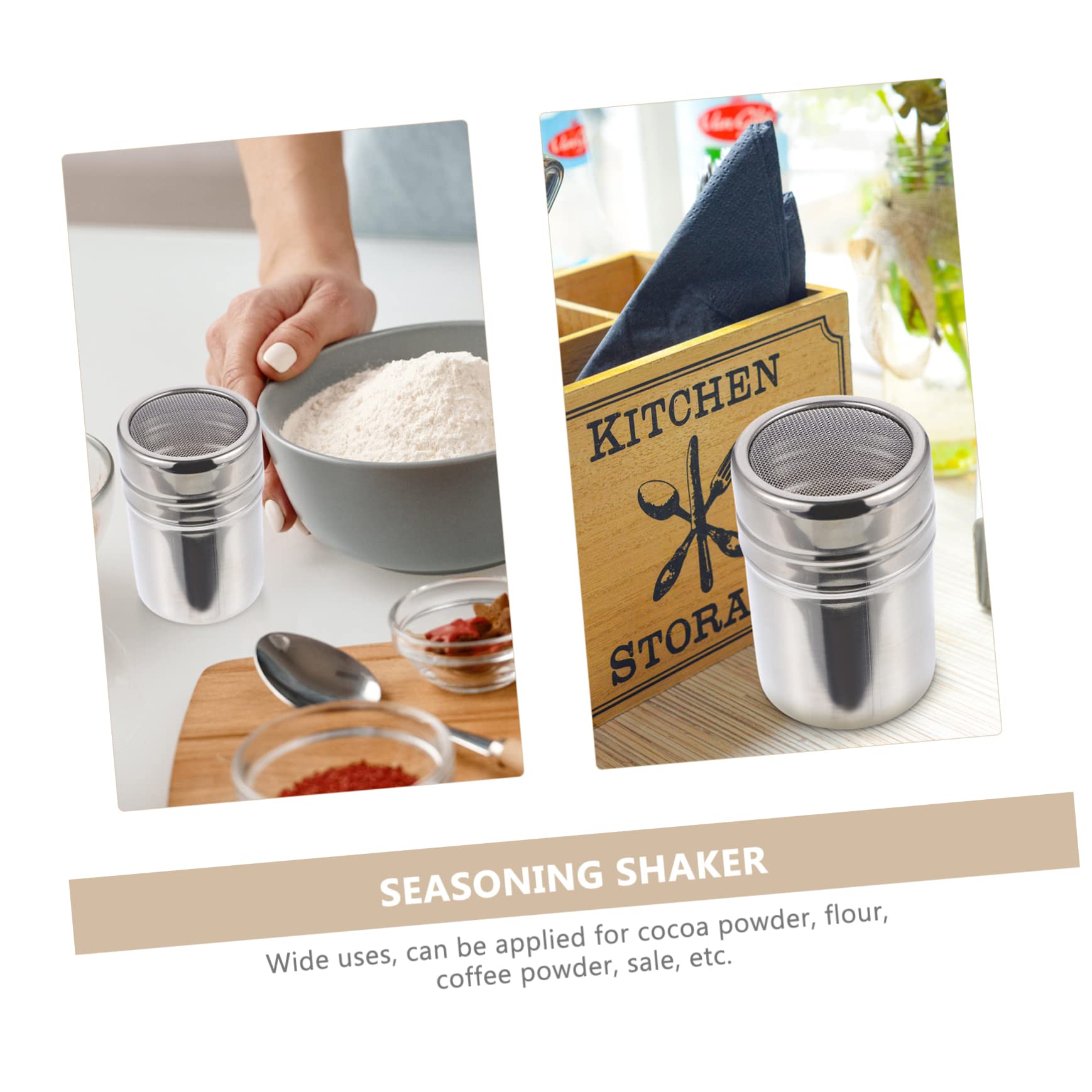 BEBEMOKO Stainless Shaker Bottle for Cocoa Powder Latte Art Jar Powder Sifter for Flour and Seasoning Random Style