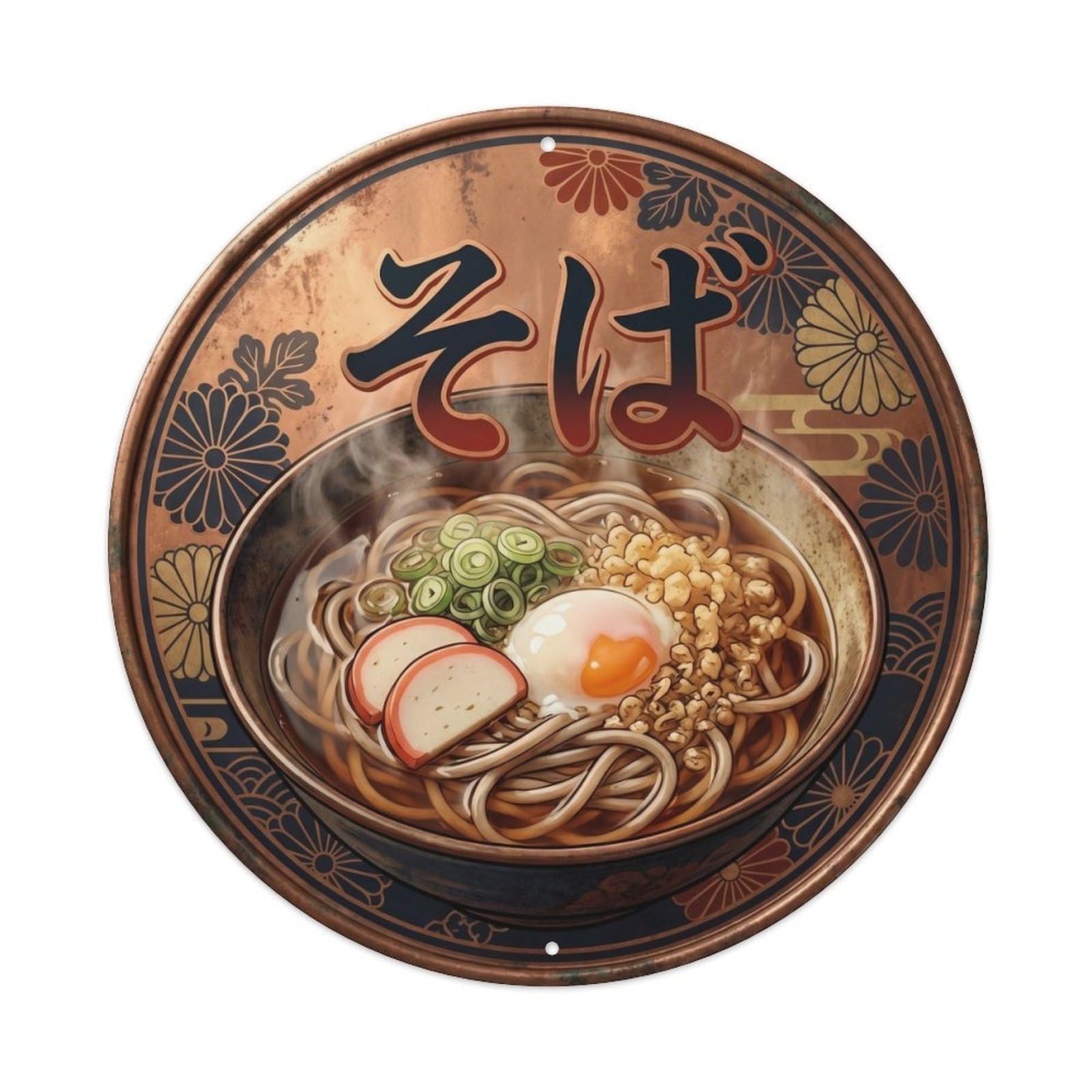 Cxhjca 8X8inch(20X20cm) Japanese Buckwheat Noodles Soba Classic Bowl Tempura Metal Tin Sign